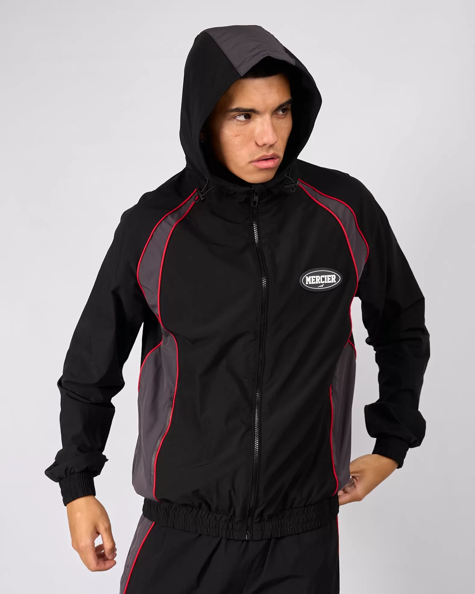 Hot Mercier Black Grey Maison Racer Track Top