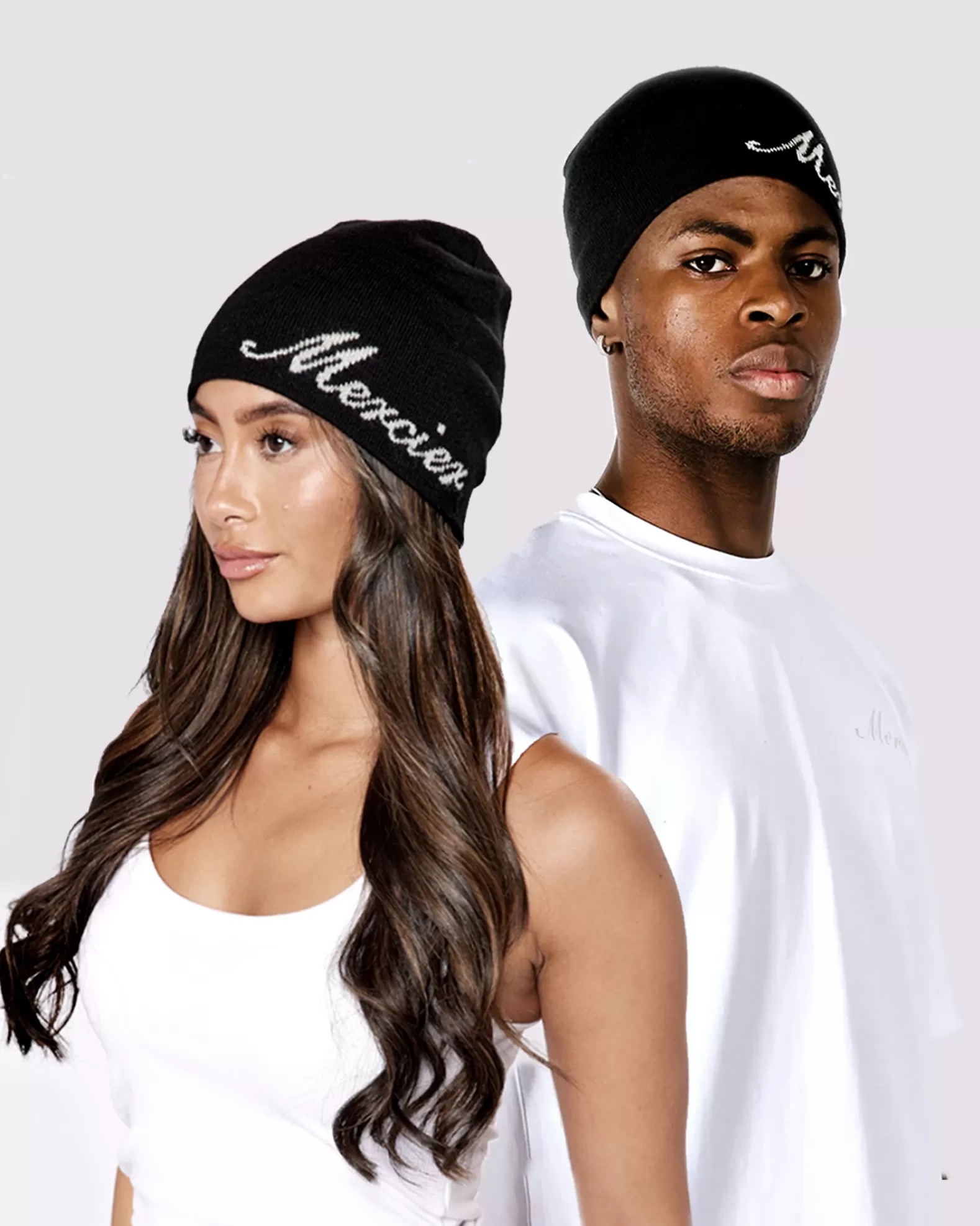 Fashion Mercier Black Script Beanie