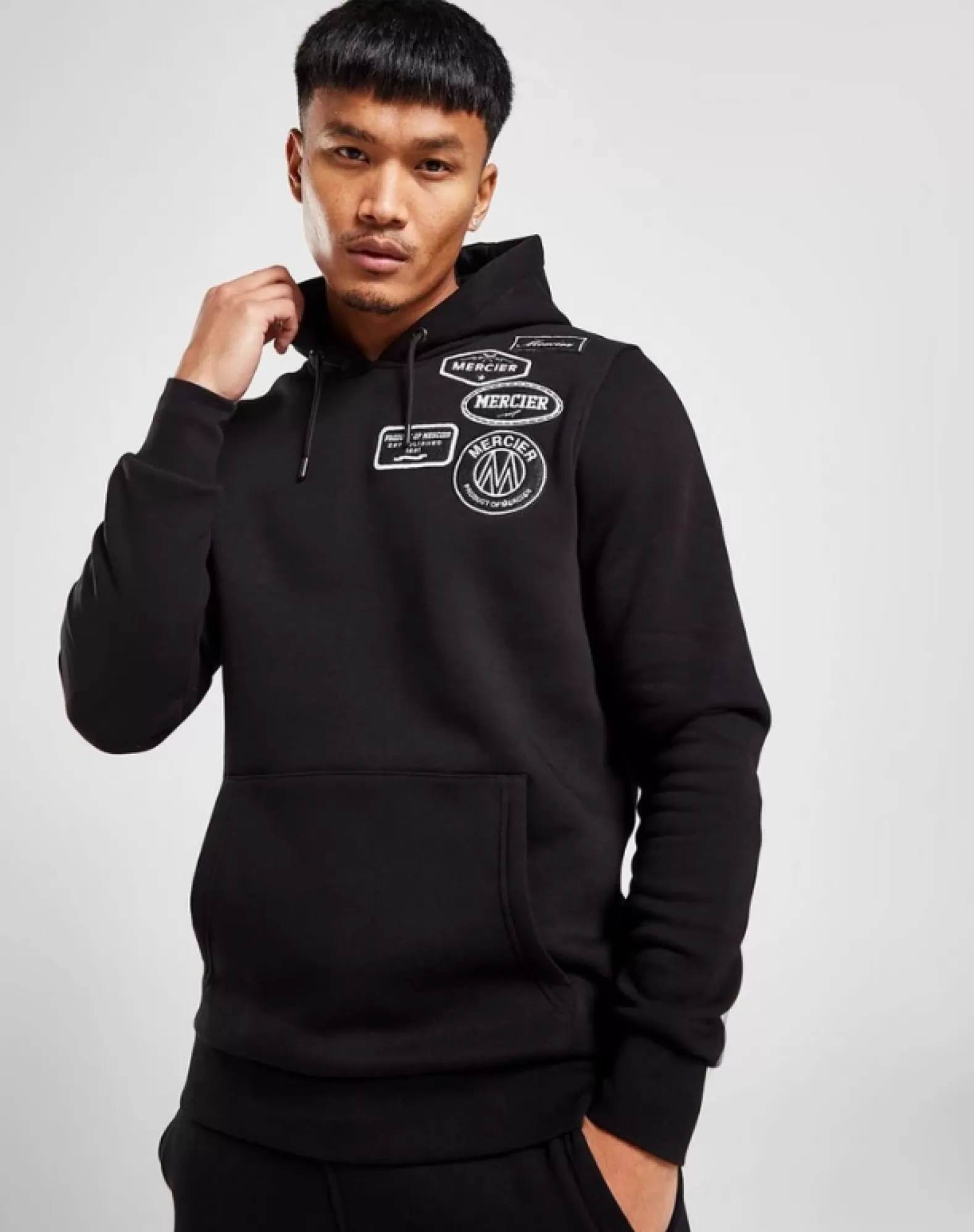 Cheap Mercier Black Mono Badge Hoodie