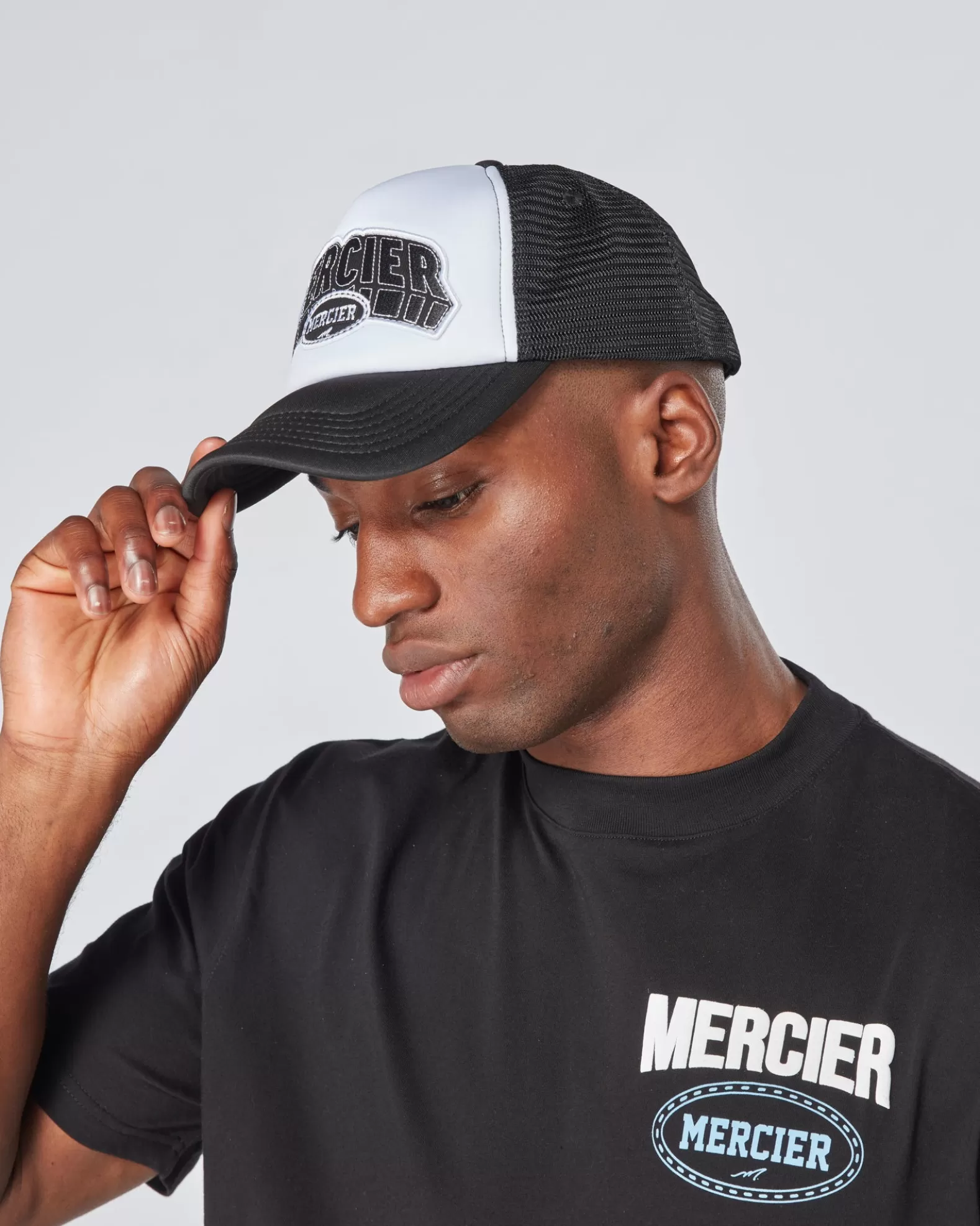 New Mercier Black White Court Foam Trucker