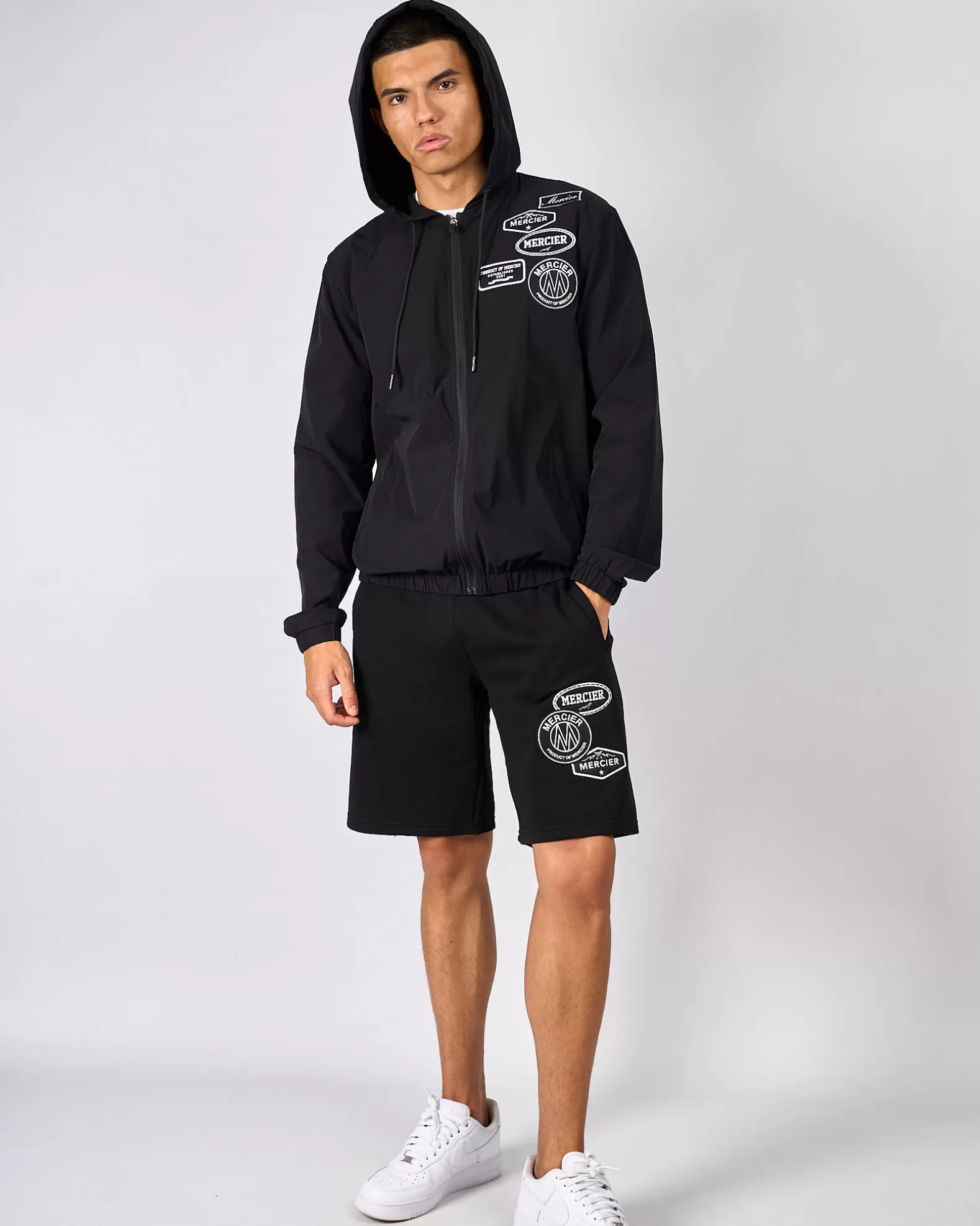 Store Mercier Black White Mono Badge Shorts