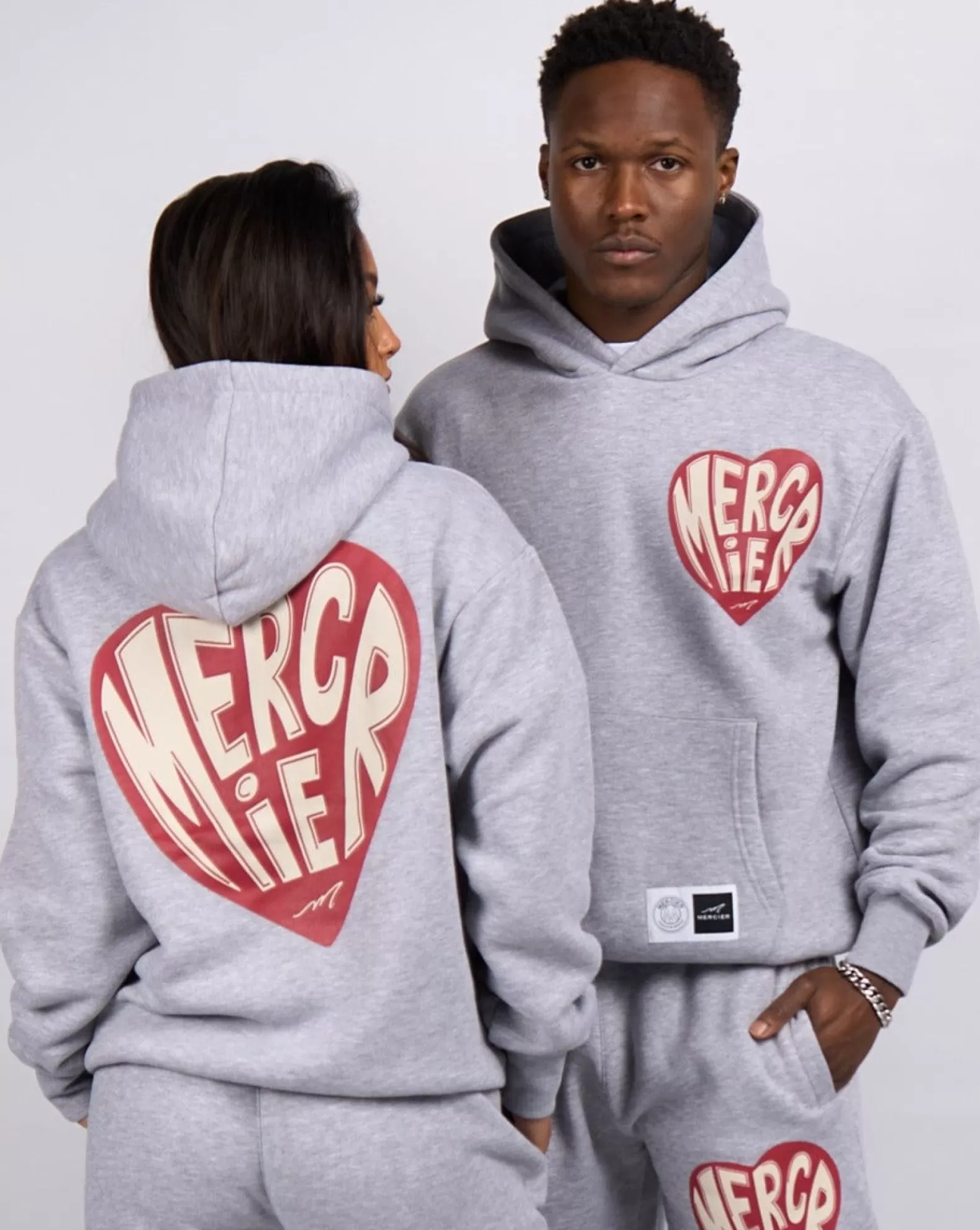 Hot Mercier Grey Marl Heart Hoodie