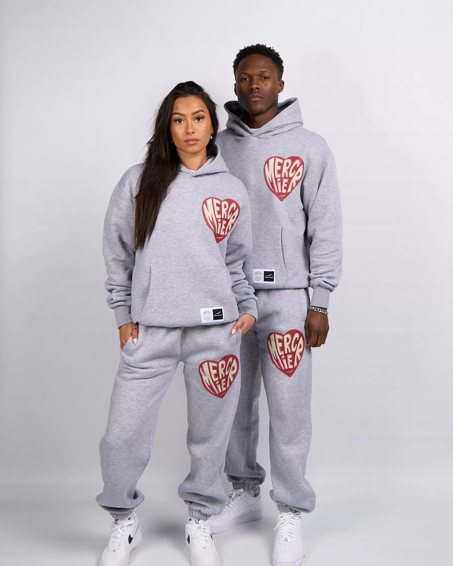 Hot Mercier Grey Marl Heart Hoodie