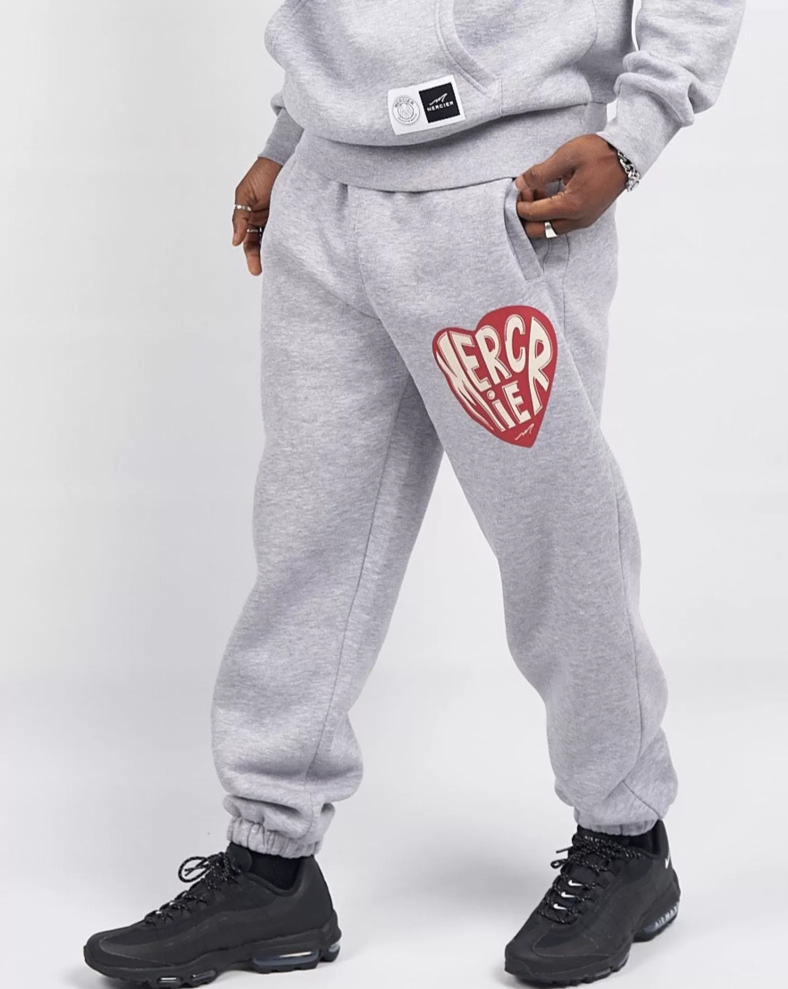 Fashion Mercier Grey Marl Heart Joggers