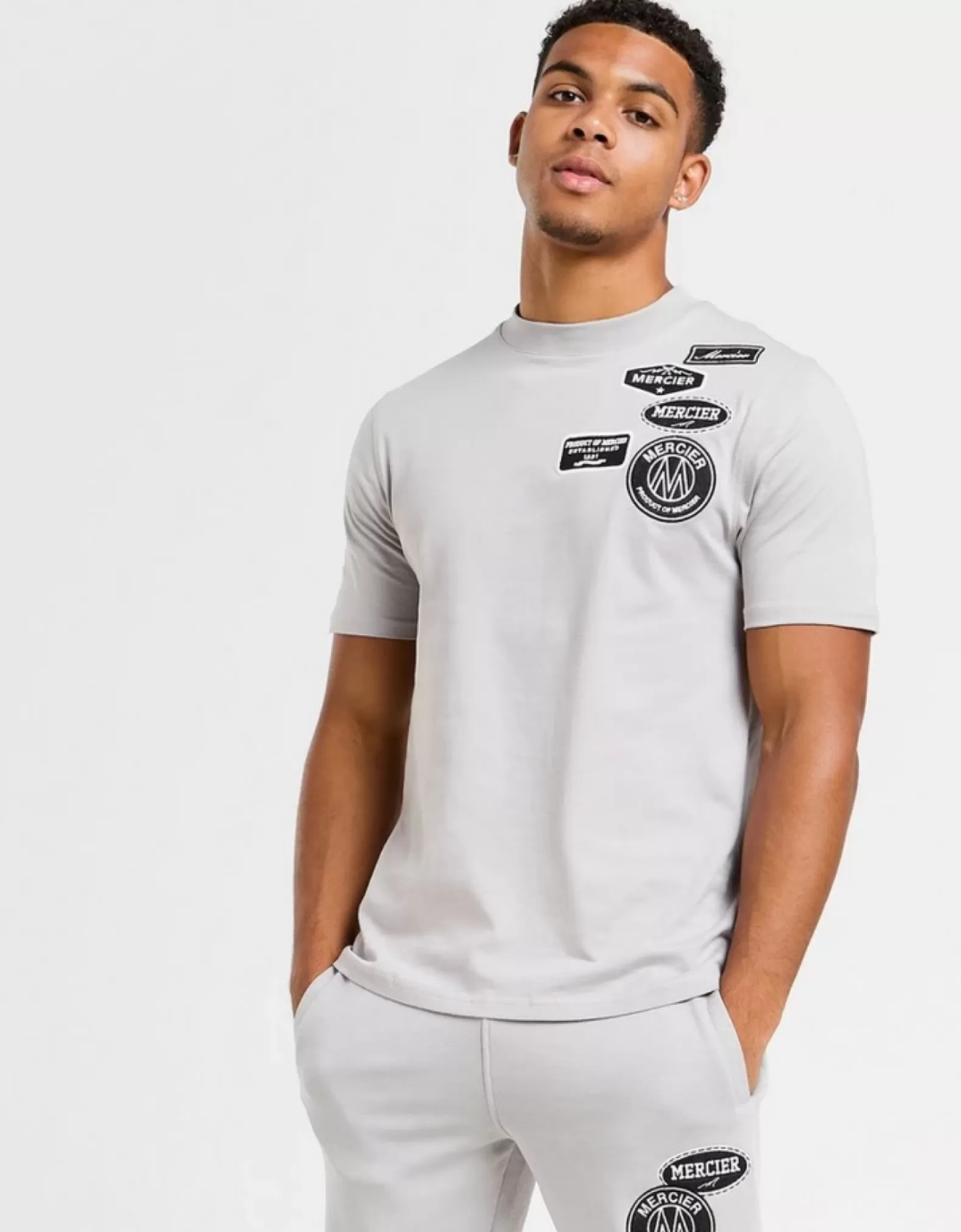 Cheap Mercier Pebble Grey Mono Badge Tshirt