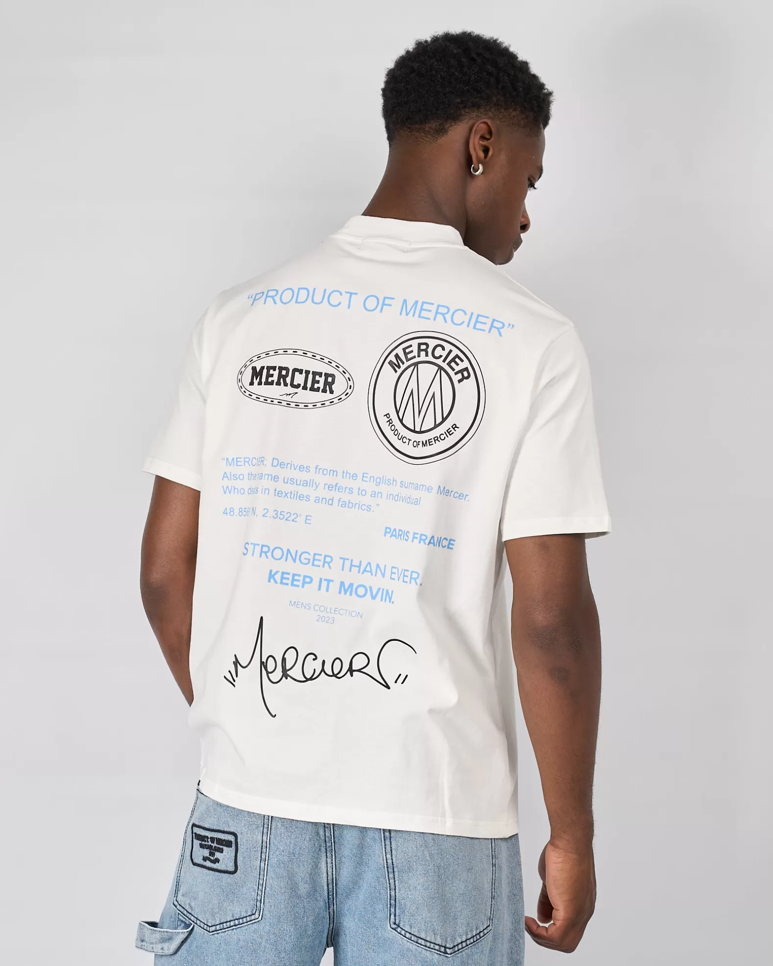 Best Mercier White Blue Caruso Relaxed Tshirt