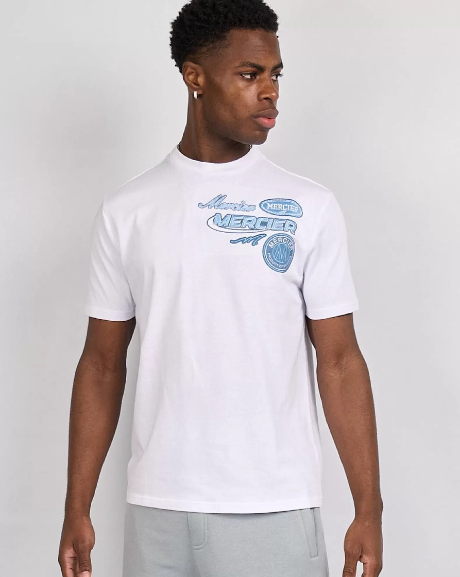 Best Sale Mercier White Blue Racer Tshirt