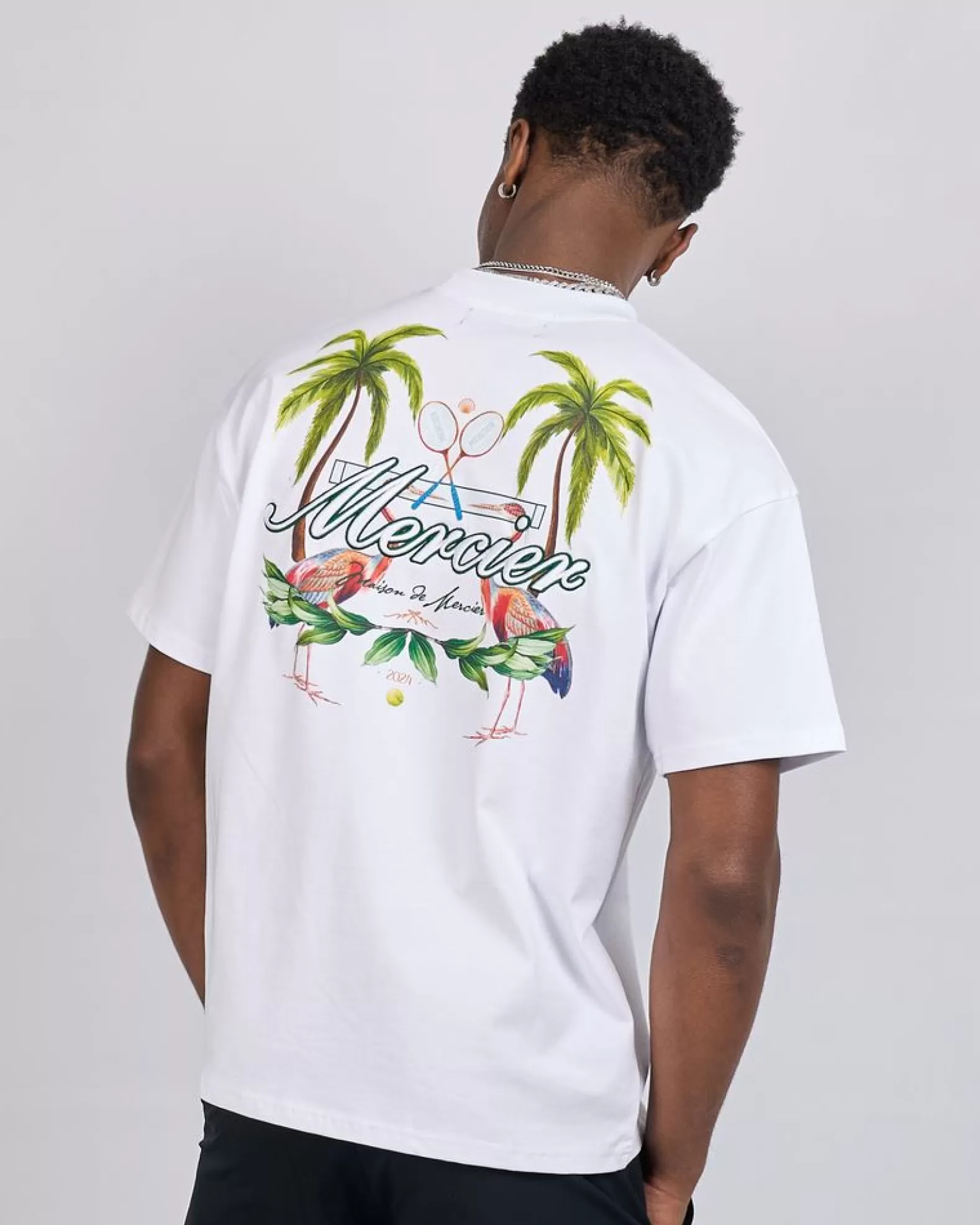 Sale Mercier White Palm Serve Tshirt