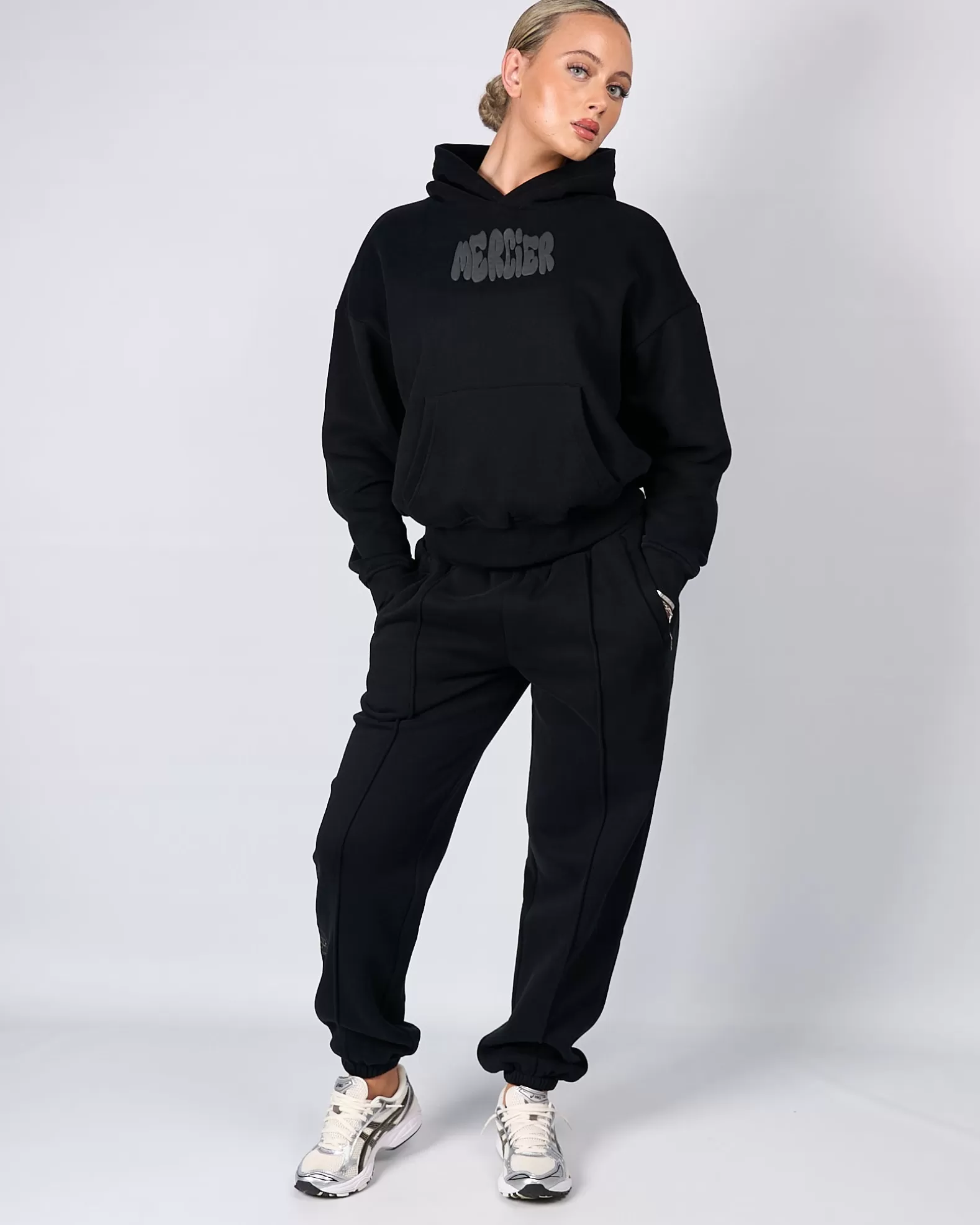 Hot Mercier Womens Black Charcoal Bubble Jogger