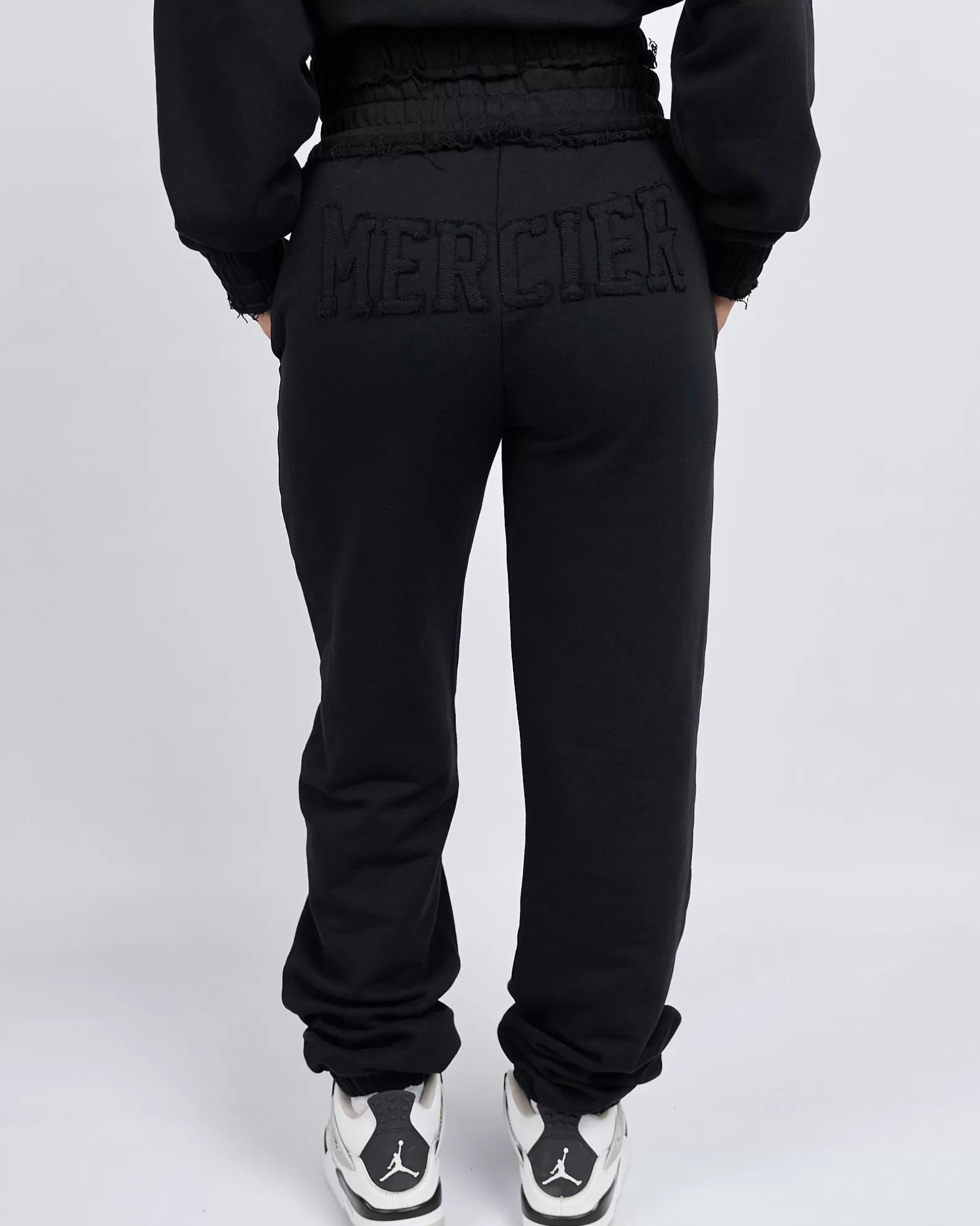 Hot Mercier Womens Black Distressed Joggers