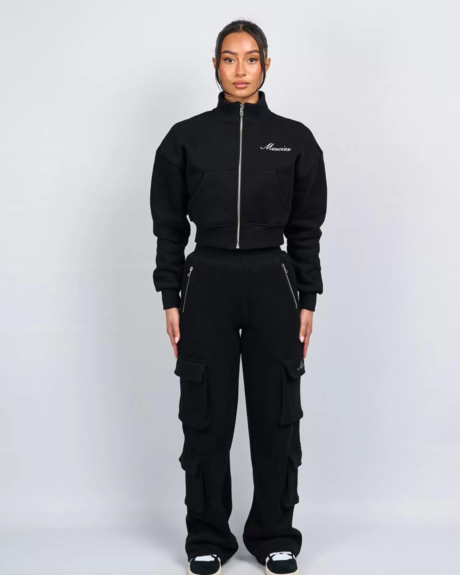 Best Mercier Womens Black Signature Jersey Track Jacket