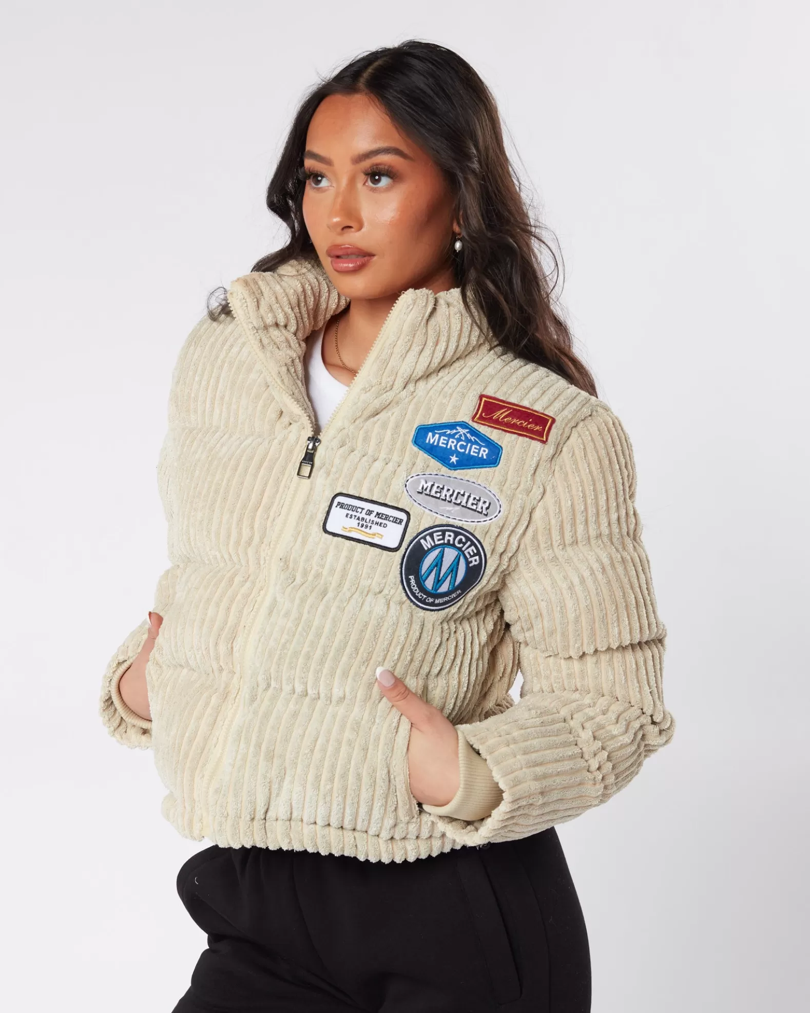 Outlet Mercier Womens Cord Beige OG Badge Jacket