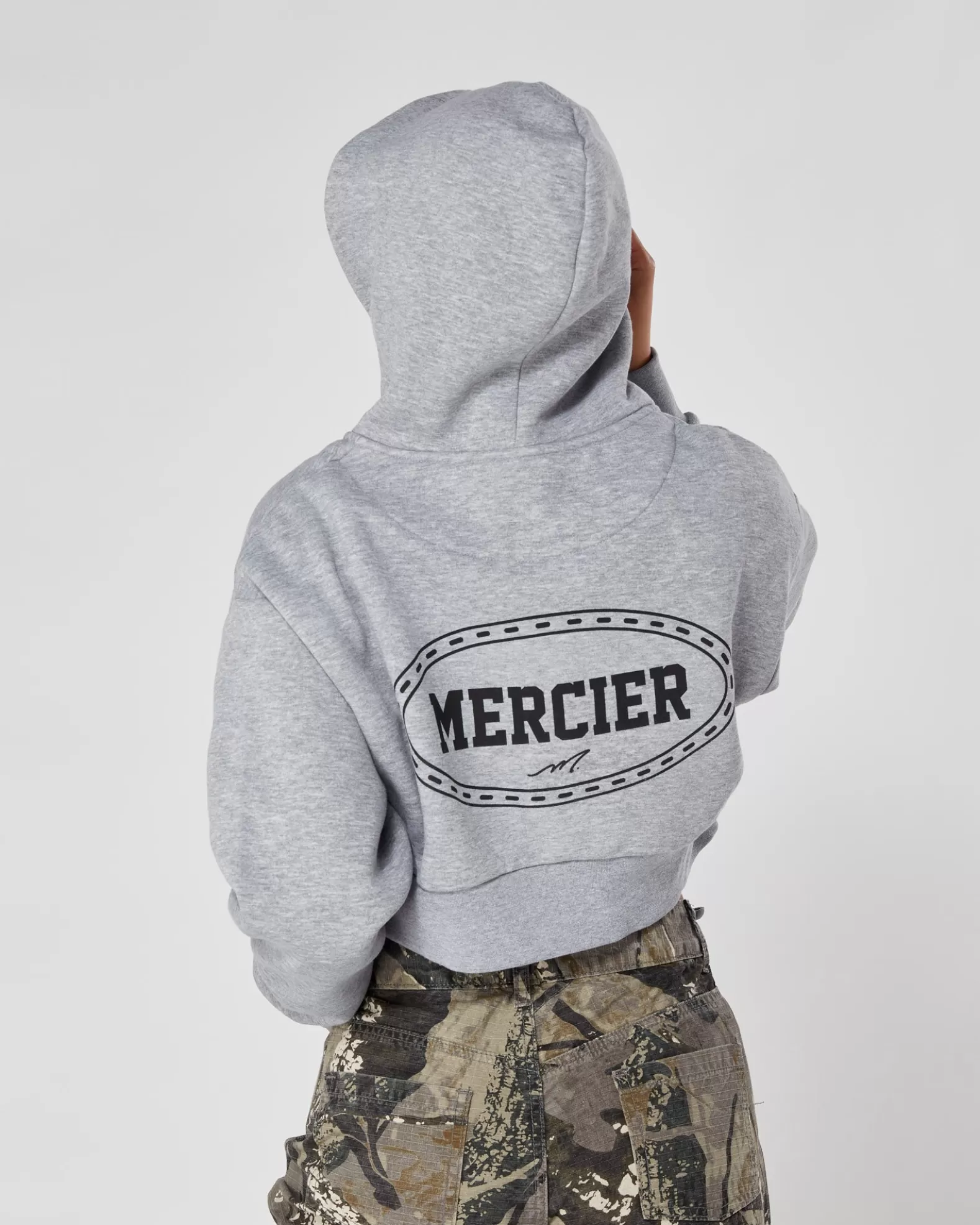 Sale Mercier Womens Grey Marl Maison Cropped Hoodie