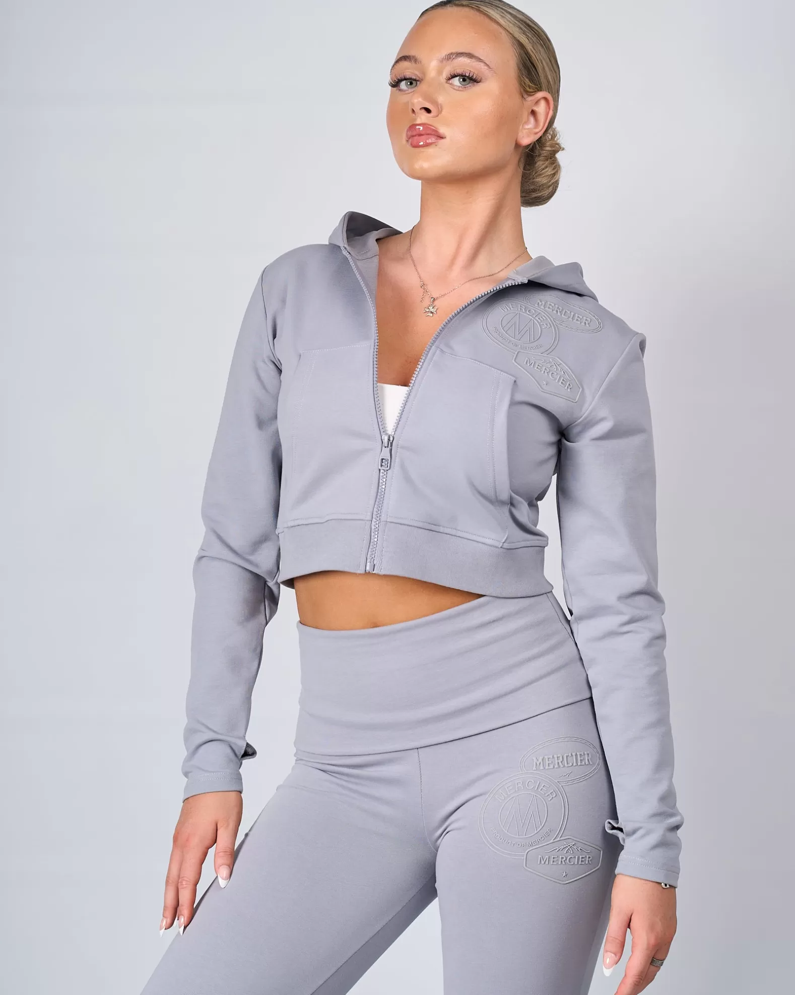 Clearance Mercier Womens Grey OG Yoga Zip Up