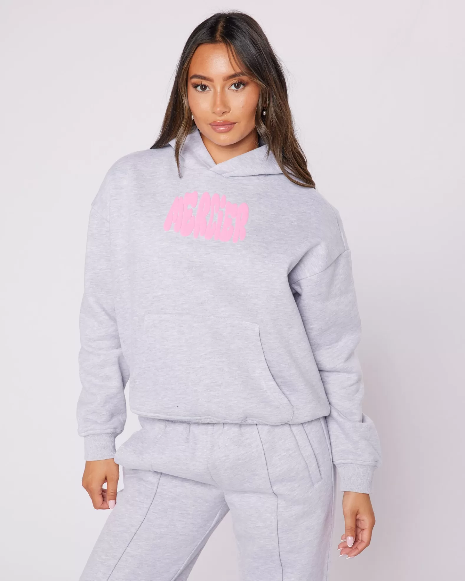 Store Mercier Womens Grey Pink Bubble Hoodie