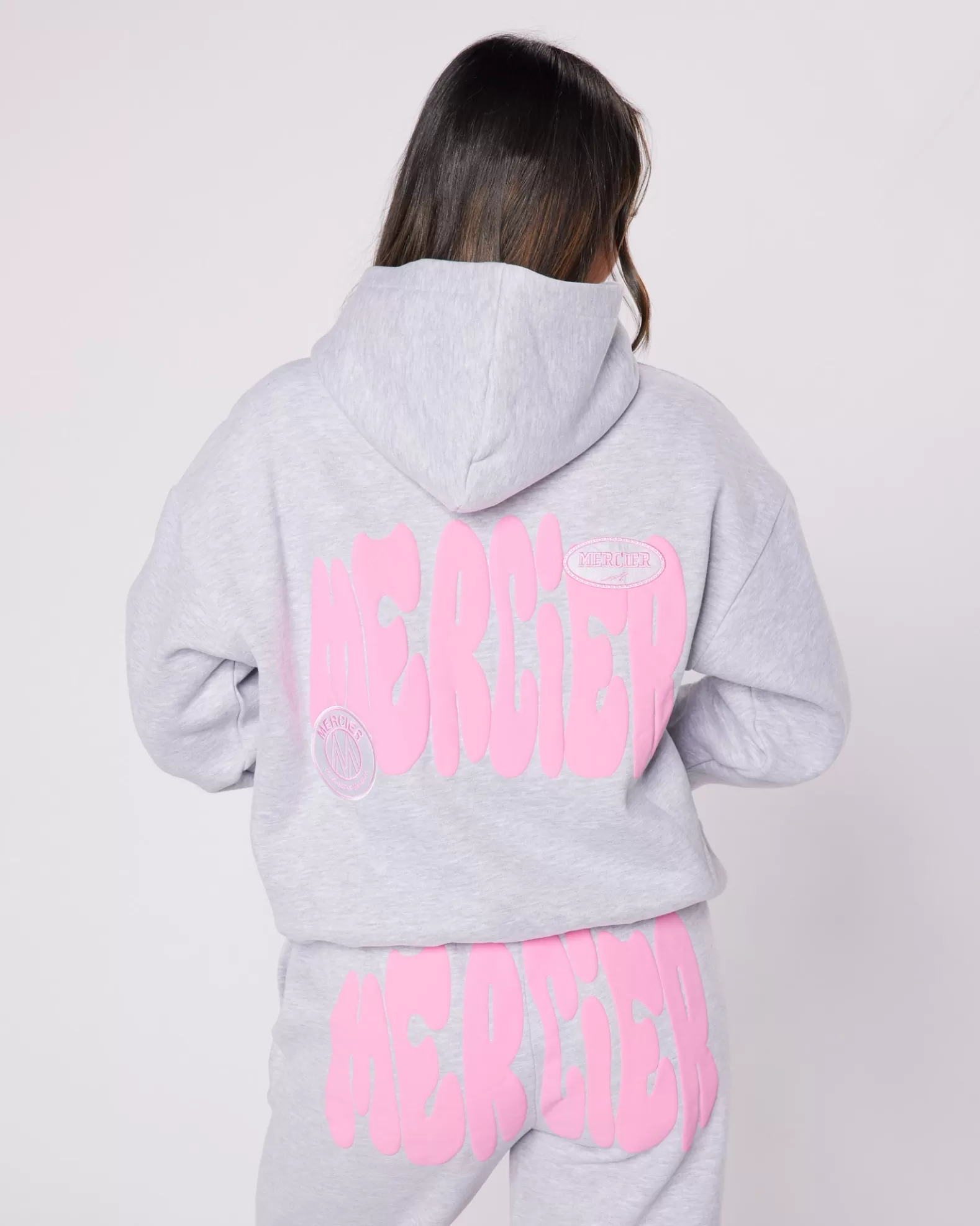 Store Mercier Womens Grey Pink Bubble Hoodie