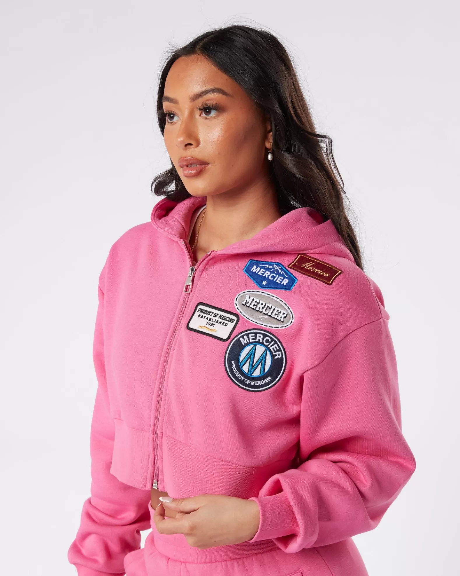 New Mercier Womens Strawberry Moon OG Badge Cropped Zip Up