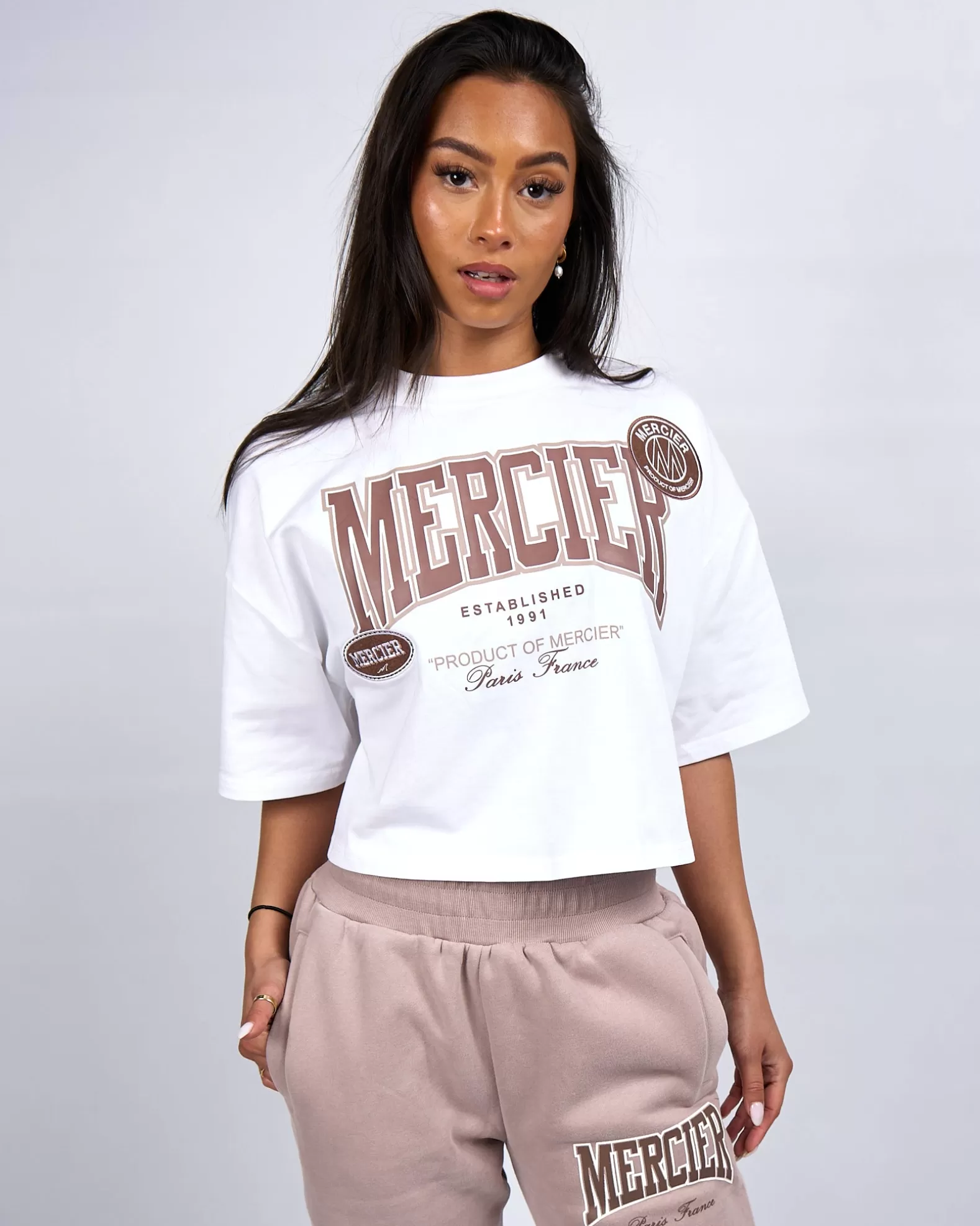 Fashion Mercier Womens White Kansas Cropped Tshirt